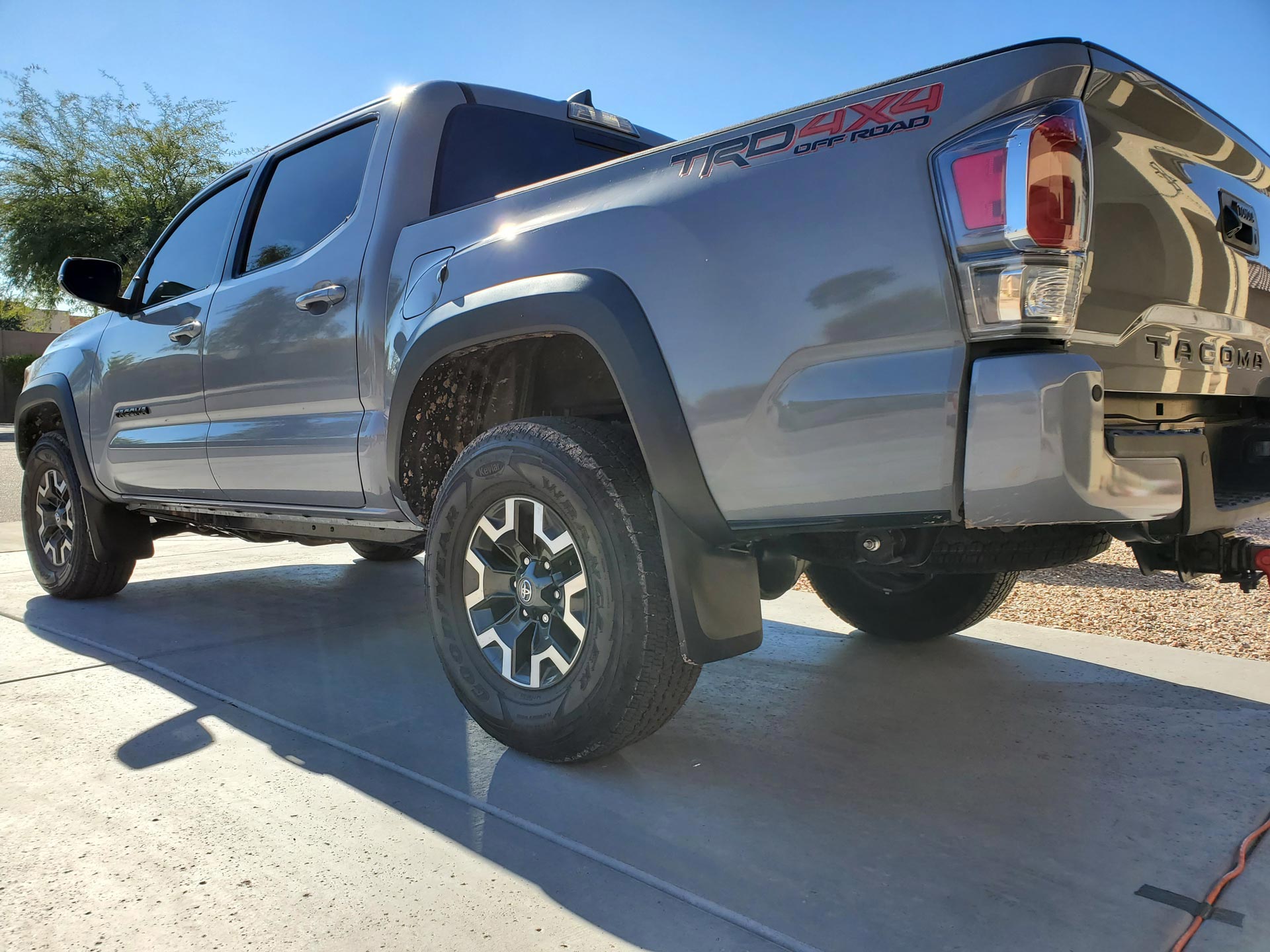 Rear View of a Silver Toyota Tacoma