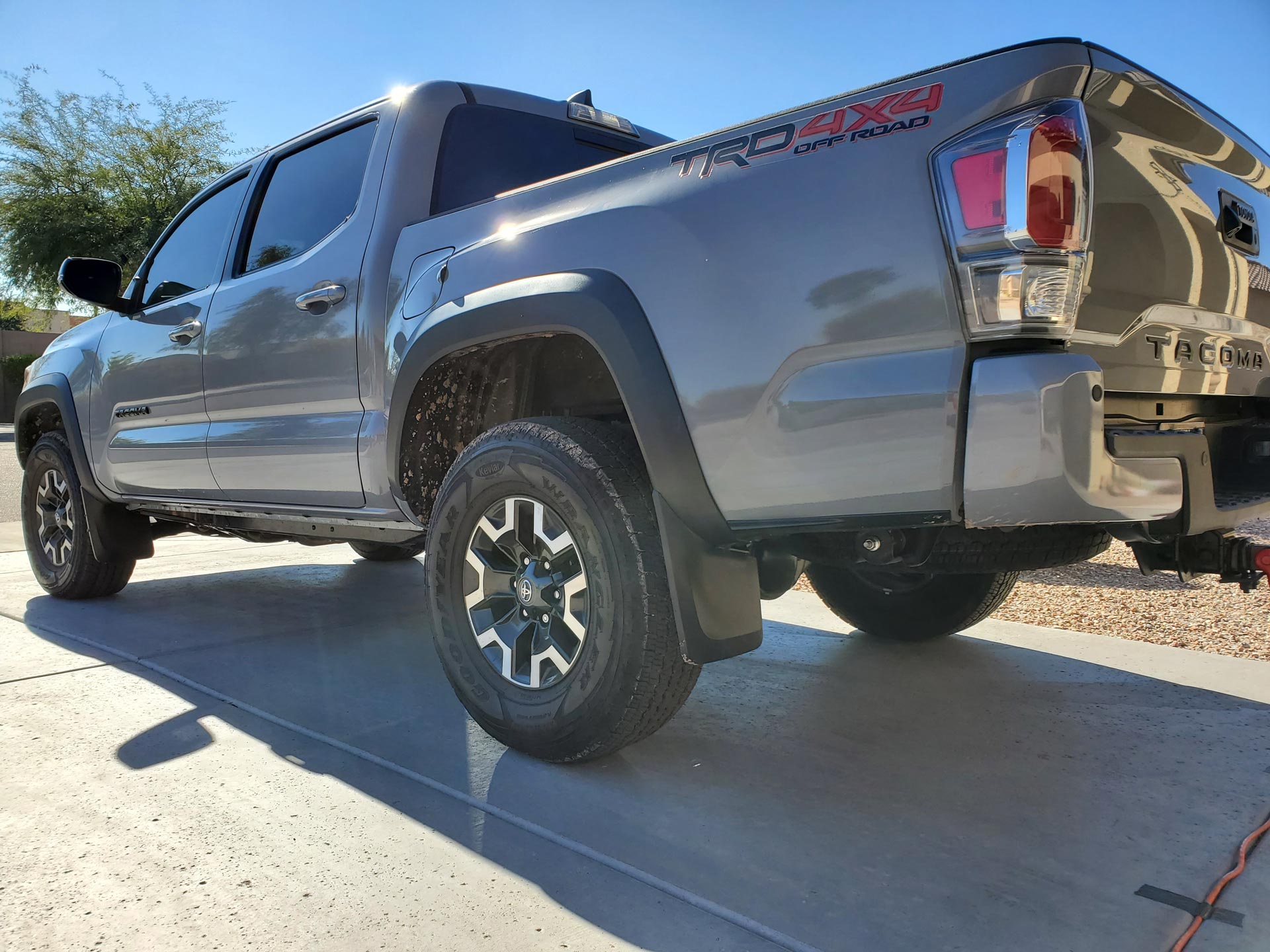 Rear View of a Silver Toyota Tacoma