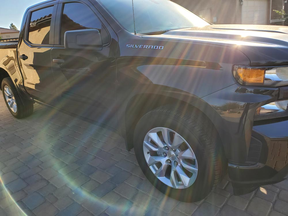 Silverado Truck Park Outside with Tinted Glass from Tint Monkey
